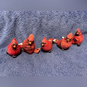 Charming Red Cardinal Bird Figurine Set of 5